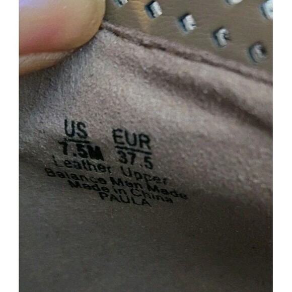 Sam Edelman Sz 7.5 Taupe Beige Suede Perforated Low Heel Paula Booties w/Buckle - Picture 8 of 8